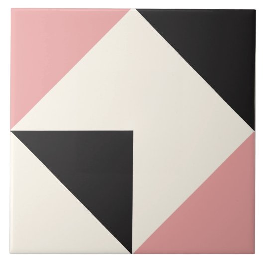 Pink Modern Geometric Shape Pattern タイル (正面)