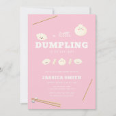 Pink Modern Kawaii Bao Dumpling Baby Shower  招待状 (正面)