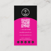 Pink Modern Makeup Hair Arch Photo QR Code Logo 名刺 (裏面)