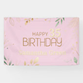 pink modern minimal elegant simple 35th birthday 横断幕 (横)