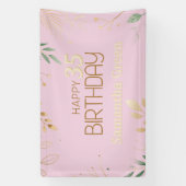 pink modern minimal elegant simple 35th birthday 横断幕 (縦)