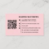 Pink Modern Minimalist Logo QR Code Business Card 名刺 (裏面)