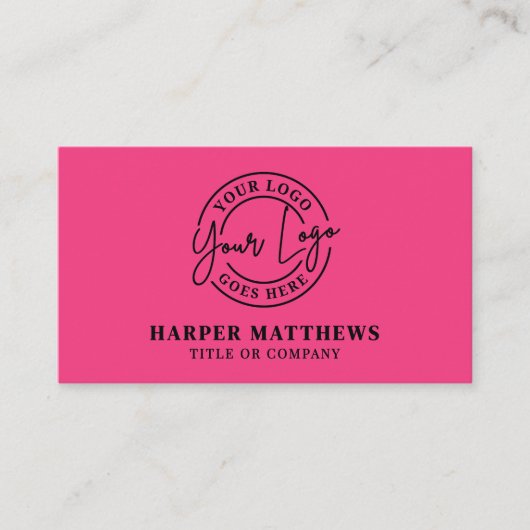 Pink Modern Minimalist Logo QR Code Business Card 名刺 (正面)