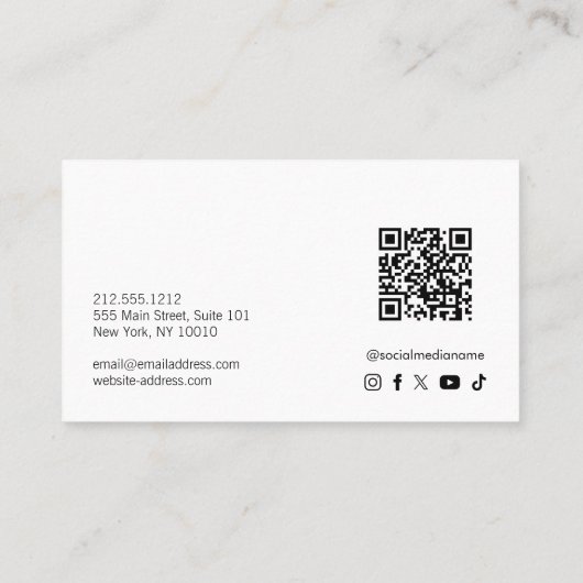 Pink Modern Minimalist Qr Code Social Media 名刺 (裏面)