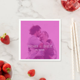 Pink Modern Photo Wedding スタンダードカクテルナプキン