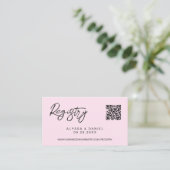 Pink Modern QR code wedding registry custom small エンクロージャーカード (スタンド正面)