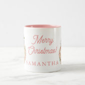 Pink Modern Santa Claus Name Mug ツートーンマグカップ (中央)