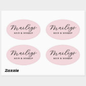 Pink Modern Script Business Monogram 楕円形シール (シート)