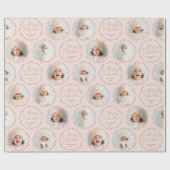 Pink Modern Script Merry Christmas Family 6 photo ラッピングペーパー (フラット)