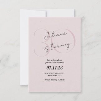 Pink Modern, Simple 30th Birthday Invitation 招待状