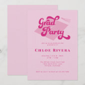 Pink Modern Tassel Grad Party Invitation 招待状 (正面/裏面)