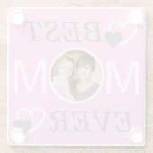 Pink Mom Ever Mothers最高の日パーソナライズされたの写真 ガラスコースター (裏面)