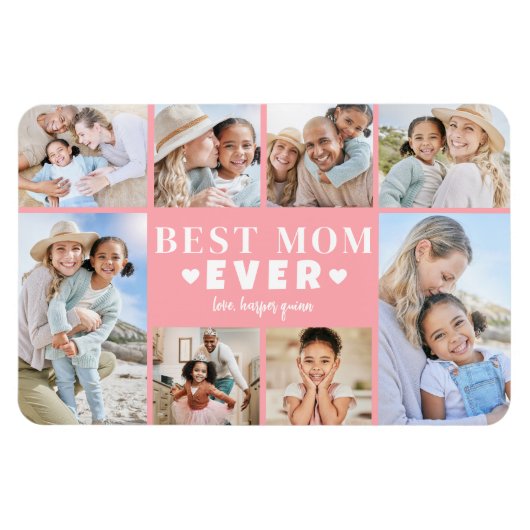 Pink Mom Photo Collage マグネット (横)