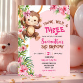 Pink Monkey Young Wild Three Third Birthday 招待状