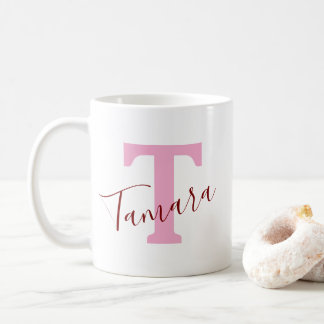 Pink Monogram Coffee Mug | Custom Name コーヒーマグカップ