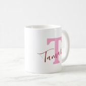 Pink Monogram Coffee Mug | Custom Name コーヒーマグカップ (正面右)