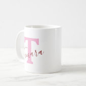 Pink Monogram Coffee Mug | Custom Name コーヒーマグカップ (正面左)