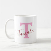 Pink Monogram Coffee Mug | Custom Name コーヒーマグカップ (左)