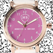 Pink Monogram couple names gift 腕時計