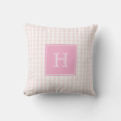 Pink Monogram Gingham Pastel Buffalo Check Spring クッション (正面)