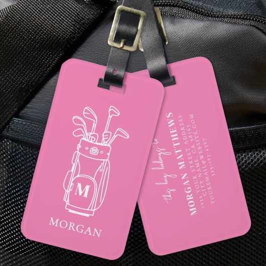 Pink Monogram Golf ラゲッジタグ