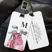 Pink Monogram Initial Golf ラゲッジタグ
