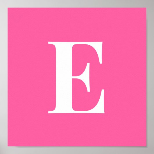 Pink Monogram Letter Poster | Personalized Initial ポスター (正面)