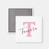 Pink Monogram Magnet | Custom Name マグネット (正面/裏面)