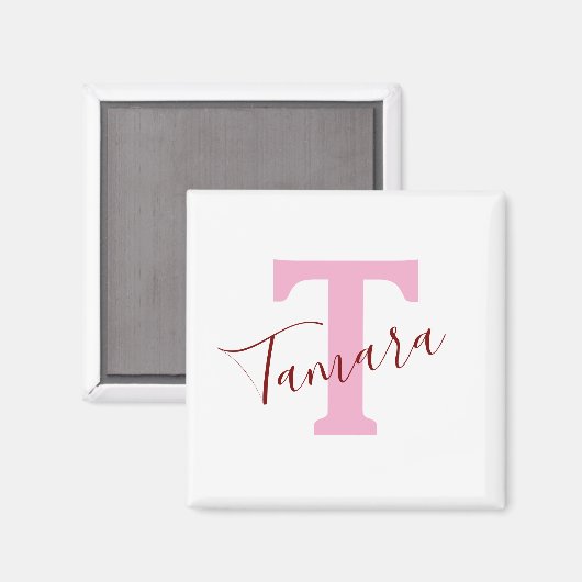 Pink Monogram Magnet | Custom Name マグネット (正面/裏面)