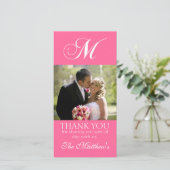 Pink Monogram M's Thank 結婚 You Photo Card サンキューカード (スタンド正面)