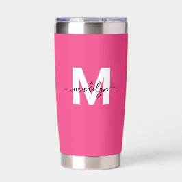 Pink Monogram Name 保温保冷タンブラー