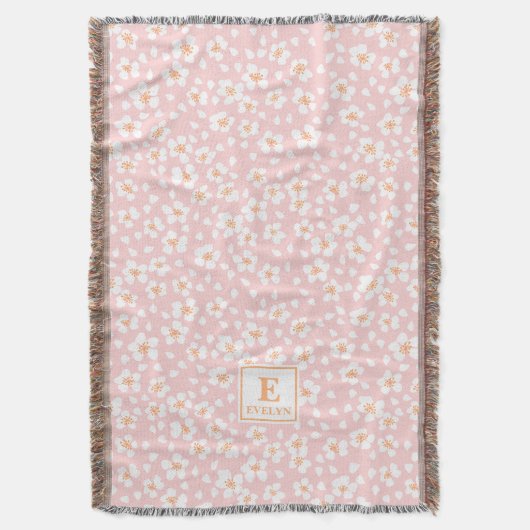 Pink Monogram Name Throw Blanket スローブランケット (正面縦)