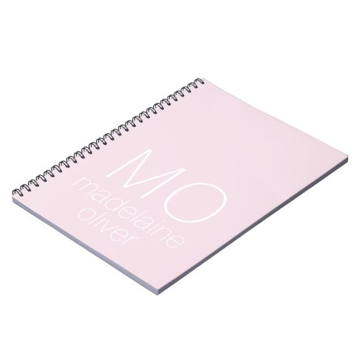 Pink Monogram Notebook Journal Custom Initial ノートブック (左側)