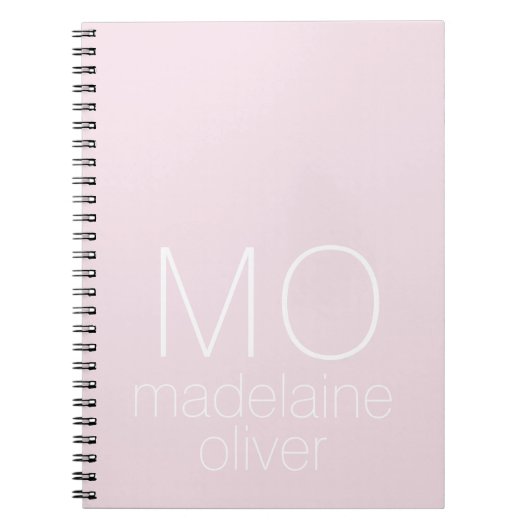 Pink Monogram Notebook Journal Custom Initial ノートブック (正面)