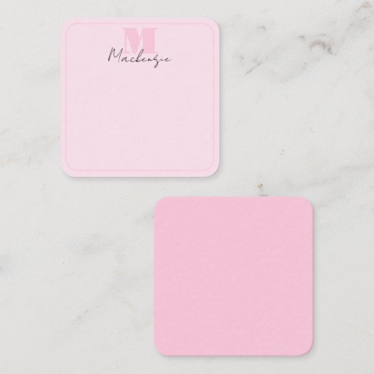 Pink Monogrammed Elegant Bold Initial ノートカード (正面/裏面)
