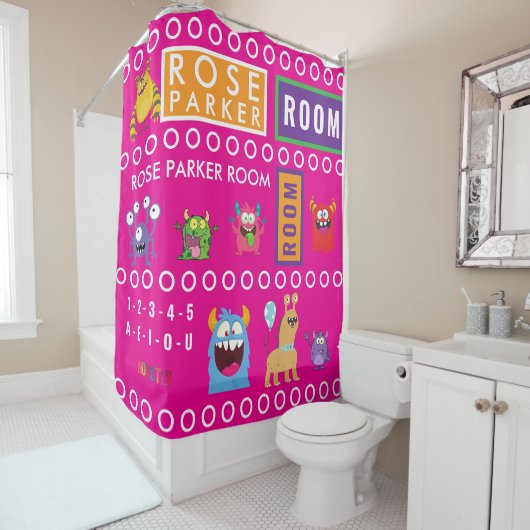Pink Monster Kids' Rooms Child Name antistress シャワーカーテン (インサイチュ)