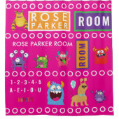 Pink Monster Kids' Rooms Child Name antistress シャワーカーテン (正面)