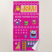 Pink Monster Kids' Rooms Child Name antistress ビーチタオル (正面)
