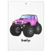Pink monster truck cartoon illustration  クリップボード (裏面)