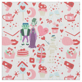 pink monster valentines bride frankenstein mummy ファブリック