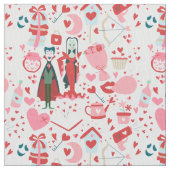 pink monster valentines vampire ghost ファブリック (クローズアップ)