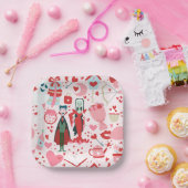 pink monster valentines vampire ghost ペーパープレート (パーティー)