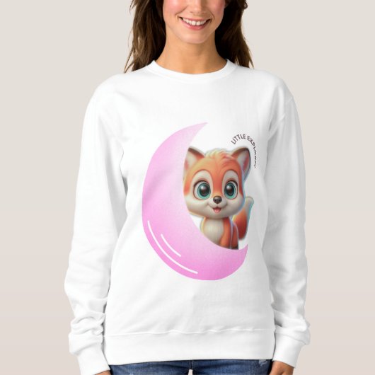 Pink Moon Fox Cute T-Shirt – Aesthetic Kawaii スウェットシャツ (正面)