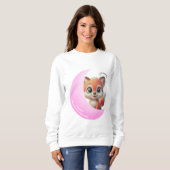 Pink Moon Fox Cute T-Shirt – Aesthetic Kawaii スウェットシャツ (正面フル)