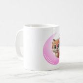 Pink Moon Fox Mug – Cute Kawaii Animal Coffee Cup コーヒーマグカップ (正面左)