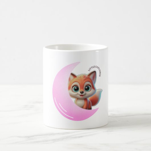 Pink Moon Fox Mug – Cute Kawaii Animal Coffee Cup コーヒーマグカップ (中央)