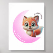Pink Moon Fox Wall Art ポスター (正面)