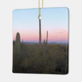 Pink Moon over Saguaro at Sunrise セラミックオーナメント (左)