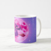 Pink Moon Witch Mug | Cute Magical Halloween Cup コーヒーマグカップ (正面右)