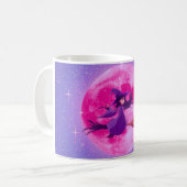 Pink Moon Witch Mug | Cute Magical Halloween Cup コーヒーマグカップ (正面左)
